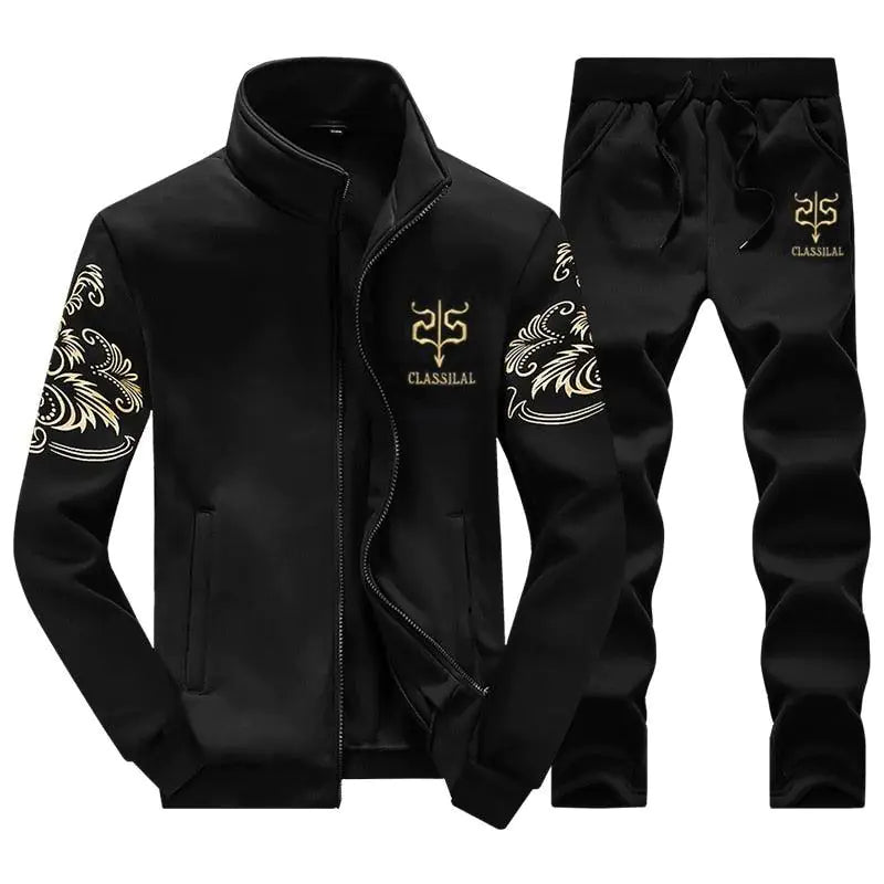 Men's Zipper Sweat Suit Set